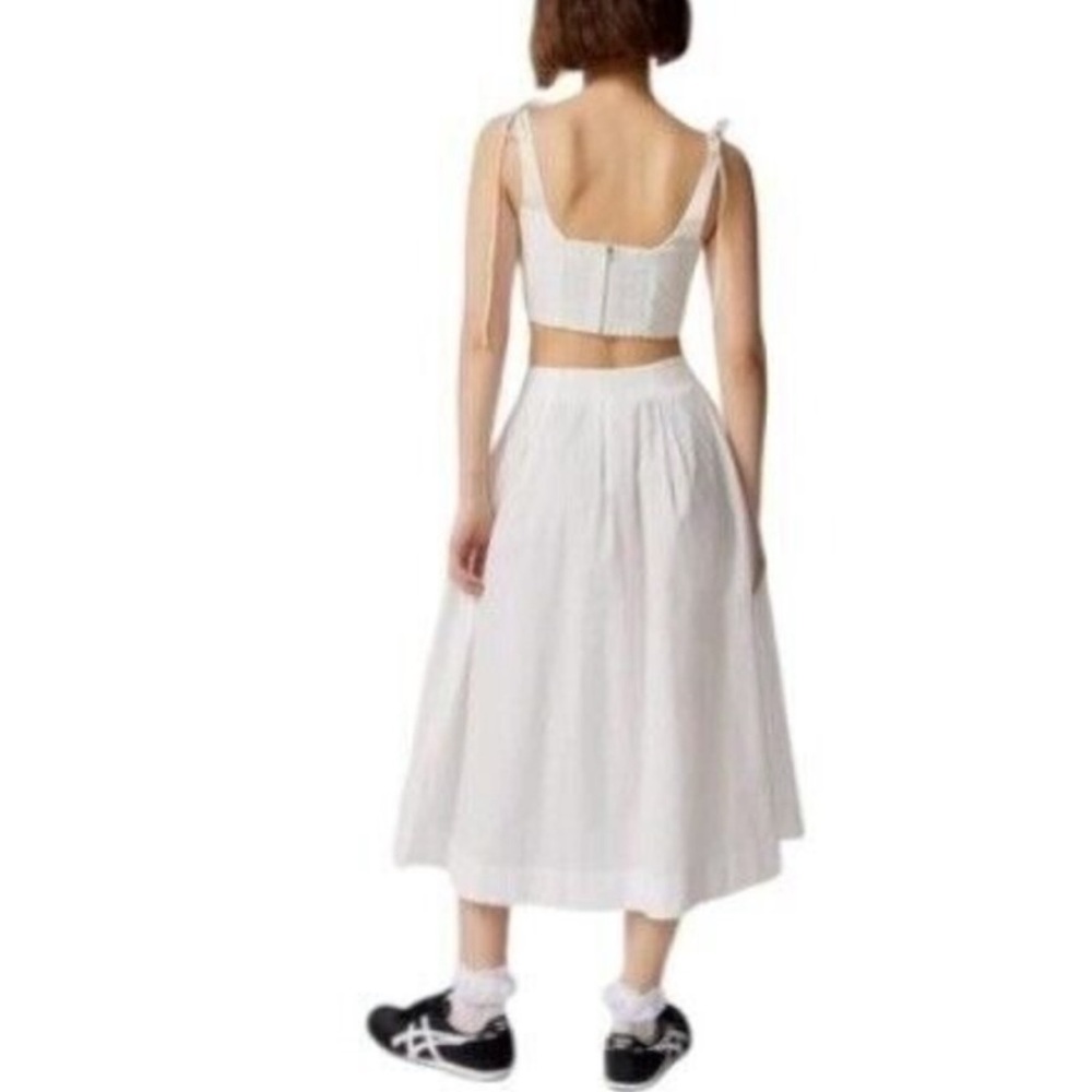 *NEW* FOR LOVE & LEMONS CLEMENTINE MIDI POPLIN SKIRT SMALL WHITE - Picture 2 of 8